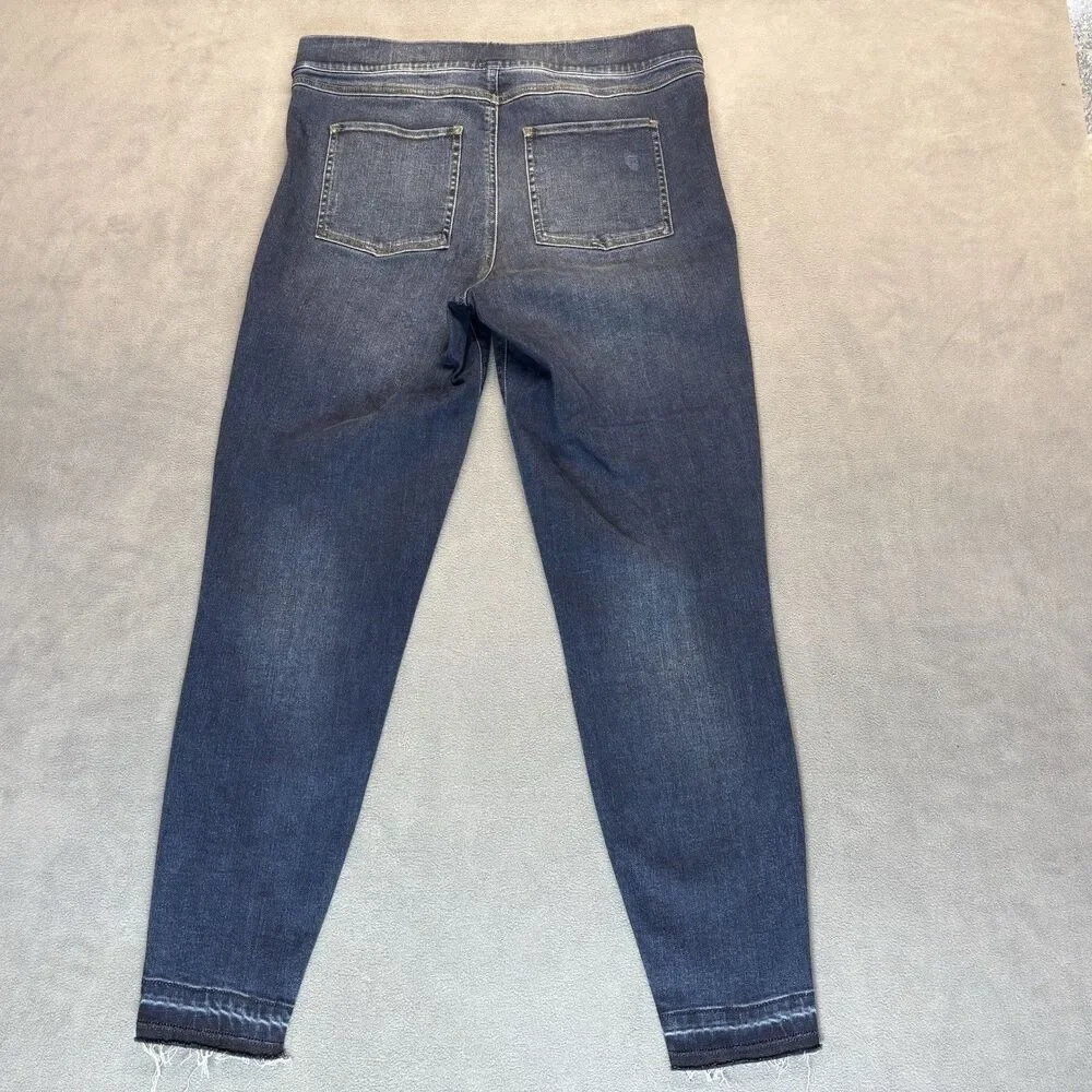 SPANX Jeans Size XL Pull On Jeggings Skinny Denim Stretch Raw‎ Hem Distressed